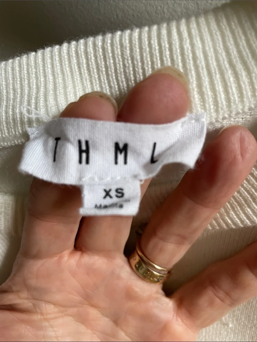 THML White Short Sleeve Sweater Top with Navy and Red Trim - Picture 2 of 7